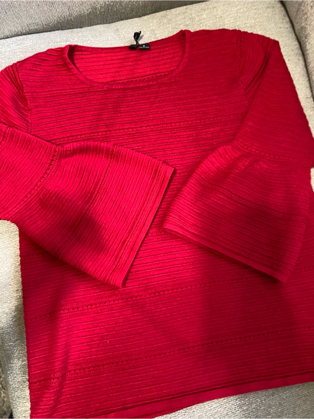 new directions Red Ribbed Scoop Neck Sweater